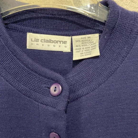 Vintage Liz Claiborne Wool Blend Dress Button Up Blue Sweater Back Pleat… - Picture 15 of 15